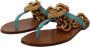 Dolce & Gabbana Blauwe Leren Devotion Platte Sandalen Blue Dames - Thumbnail 3