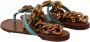 Dolce & Gabbana Blauwe Leren Devotion Platte Sandalen Blue Dames - Thumbnail 4