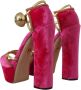 Dolce & Gabbana Pink Velvet Crystal Ankle Strap Sandals Shoes Roze Dames - Thumbnail 5