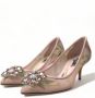 Dolce & Gabbana Elegante Roze Bloemen Kristal Pumps Pink Dames - Thumbnail 5