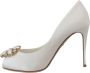 Dolce & Gabbana Kristallen Peep Toe Satijnen Pumps White Dames - Thumbnail 15