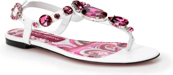 Dolce & Gabbana Witte platte schoenen met pinaforemetal breedte Wit Dames