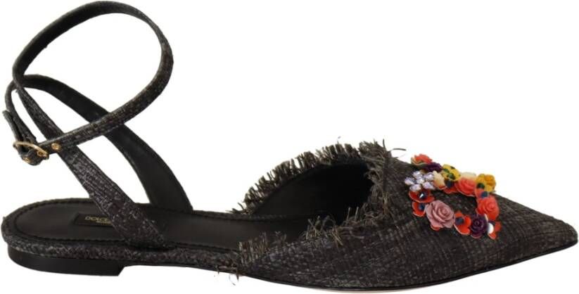 Dolce & Gabbana Floral Crystal verfraaide platte sandalen