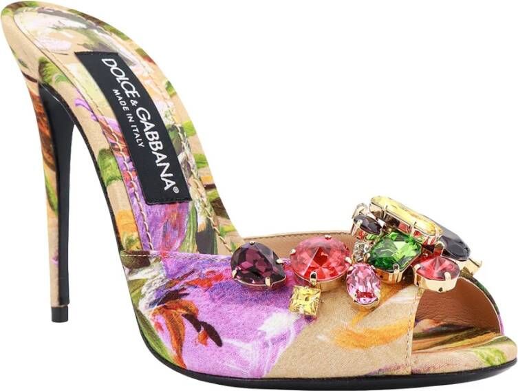 Dolce & Gabbana Florale stoffen sandalen met strass detail Multicolor Dames