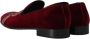 Dolce & Gabbana Prachtige Velvet Loafers met Pistool Hoefijzer Borduursel Red Heren - Thumbnail 9