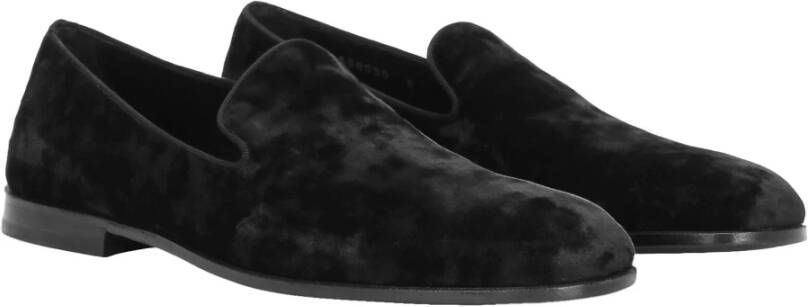 Dolce & Gabbana Fluwelen Loafers Zwart Made in Italy Black Heren