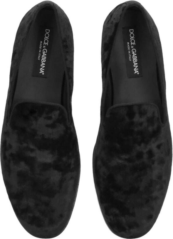 Dolce & Gabbana Fluwelen Loafers Zwart Made in Italy Black Heren