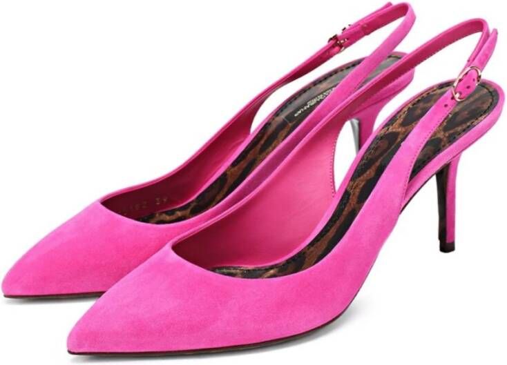 Dolce & Gabbana Fuchsia Geitenleren Pumps met Luipaard Pink Dames
