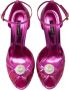 Dolce & Gabbana Glitter Parel Kalfsleren Hoge Hak Sandalen - Thumbnail 4