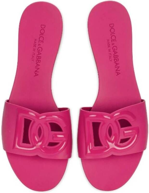 Dolce & Gabbana Fuchsia Rubber Slip-On Sandaal Pink Dames