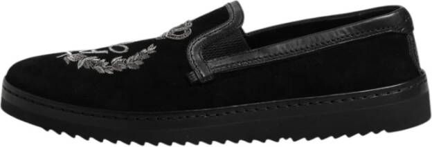 Dolce & Gabbana Geborduurde Crown Loafers met Rubberen Zool