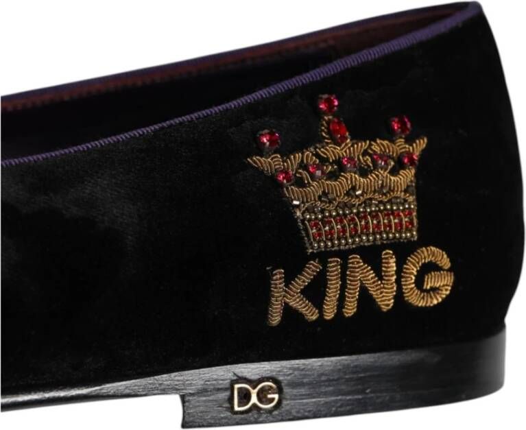 Dolce & Gabbana Geborduurde leren loafers