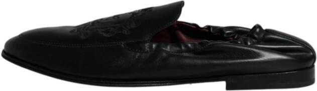 Dolce & Gabbana Geborduurde Leren Loafers Slip-On