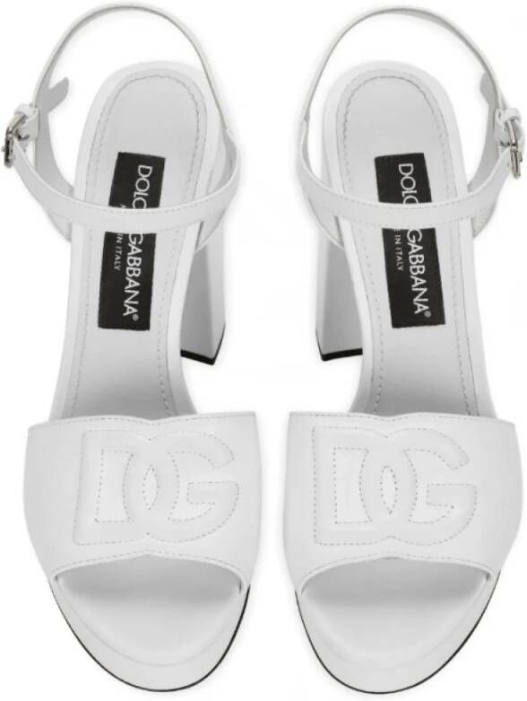 Dolce & Gabbana Geborduurde platform sandalen Wit Dames