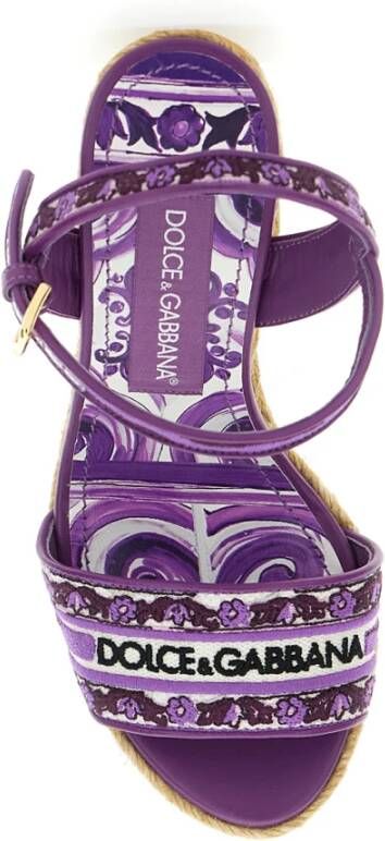 Dolce & Gabbana Geborduurde Sleehak Sandalen