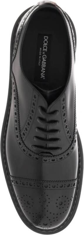 Dolce & Gabbana Geborsteld leren Brogue Oxford Veterschoenen Black Heren