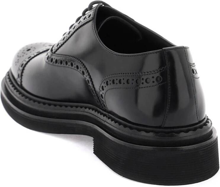 Dolce & Gabbana Geborsteld leren Brogue Oxford Veterschoenen Black Heren