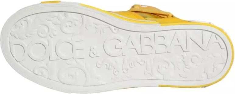 Dolce & Gabbana Geel Wit Leren High-Top Sneakers Yellow Dames