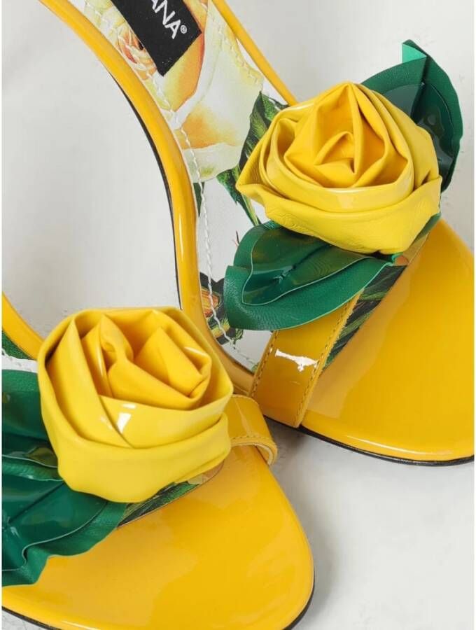 Dolce & Gabbana Gele Bloemen Hakken Sandalen