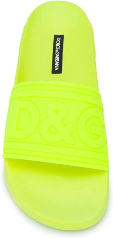 Dolce & Gabbana Gele DG Logo Rubberen Strand Slippers Yellow Dames