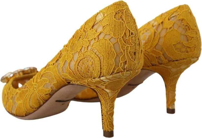 Dolce & Gabbana Gele Kant Kristal Hakken Pumps Schoenen Yellow Dames