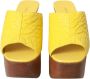 Dolce & Gabbana Gele Leren Houten Sleehak Slippers Yellow Dames - Thumbnail 10