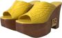 Dolce & Gabbana Gele Leren Houten Sleehak Slippers Yellow Dames - Thumbnail 11
