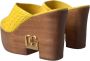 Dolce & Gabbana Gele Leren Houten Sleehak Slippers Yellow Dames - Thumbnail 12