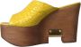 Dolce & Gabbana Gele Leren Houten Sleehak Slippers Yellow Dames - Thumbnail 13