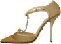 Dolce & Gabbana Yellow Mesh T-strap Heels Pumps Shoes Geel Dames - Thumbnail 6