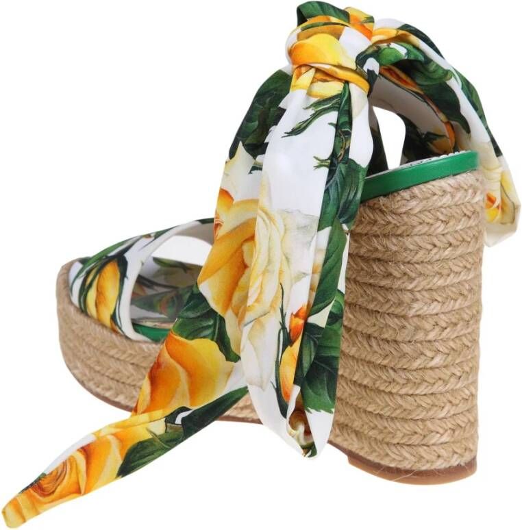 Dolce & Gabbana Gele Rozen Sleehak Sandalen Yellow Dames