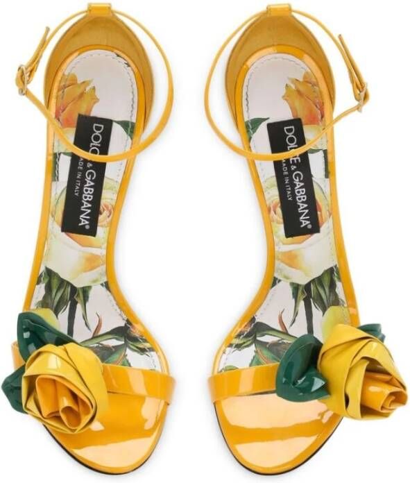 Dolce & Gabbana Gele Schoenen met Bloemenapplicatie en Hoge Hak Yellow Dames