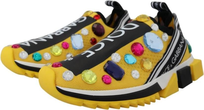 Dolce & Gabbana Gele Sorrento Kristallen Sneakers Schoenen Yellow Dames