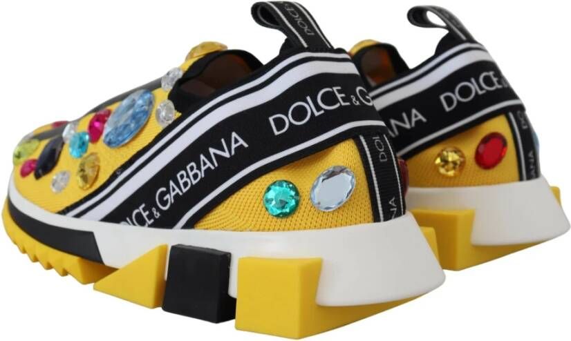 Dolce & Gabbana Gele Sorrento Kristallen Sneakers Schoenen Yellow Dames