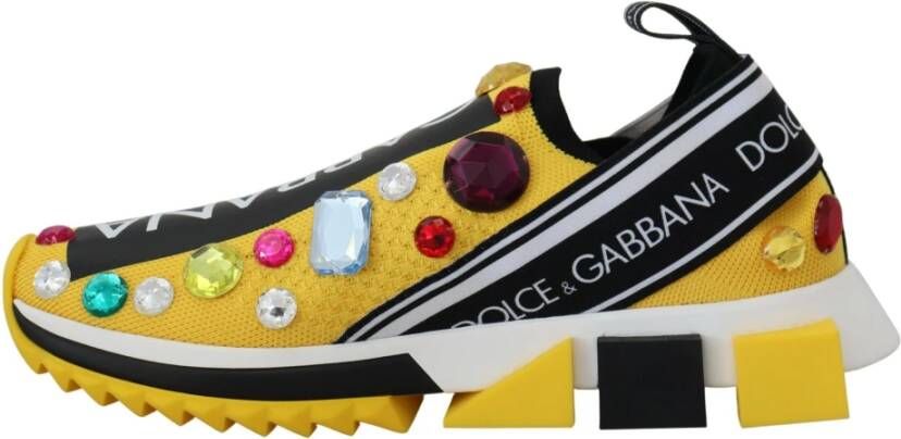 Dolce & Gabbana Gele Sorrento Kristallen Sneakers Schoenen Yellow Dames