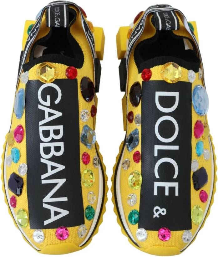 Dolce & Gabbana Gele Sorrento Kristallen Sneakers Schoenen Yellow Dames