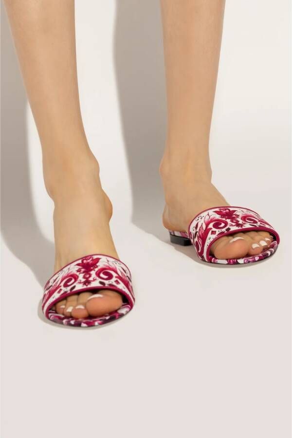 Dolce & Gabbana Gestreepte slippers Roze Dames