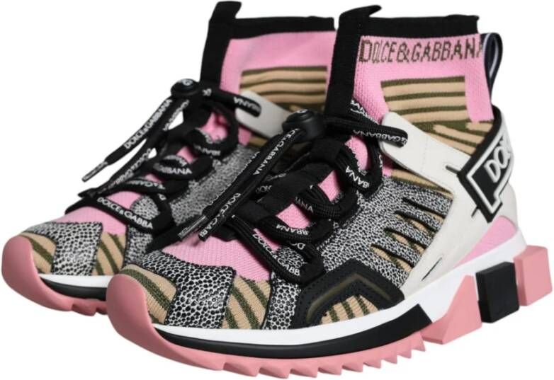 Dolce & Gabbana Gestreepte zool sneakers Multicolor Italië vakmanschap Multicolor Dames