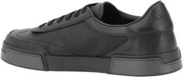 Dolce & Gabbana Gestructureerde leren vetersneakers met merkhak Black Heren