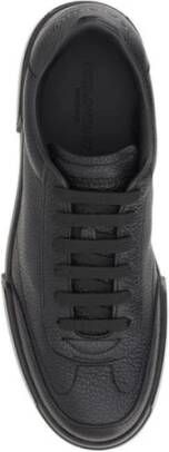 Dolce & Gabbana Gestructureerde leren vetersneakers met merkhak Black Heren