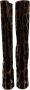Dolce & Gabbana Bruine Giraffe Fluweel Leren Kniehoge Laarzen Brown Dames - Thumbnail 9