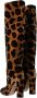 Dolce & Gabbana Bruine Giraffe Fluweel Leren Kniehoge Laarzen Brown Dames - Thumbnail 10