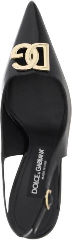 Dolce & Gabbana Glossy Leather Lollo Slingback Pumps Black Dames
