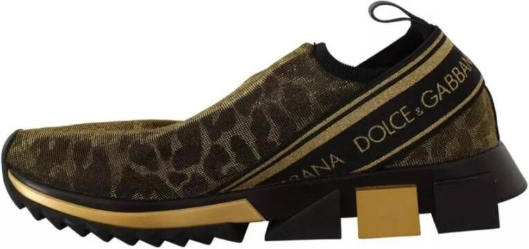 Dolce & Gabbana Glitter Leopard Slip-On Sneakers Brown Dames