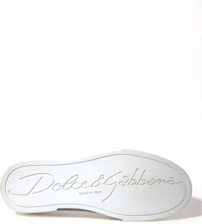 Dolce & Gabbana Goud Wit Brokaat Lage Top Sneakers Yellow Dames