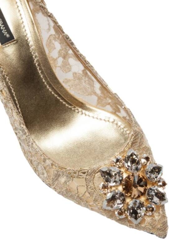 Dolce & Gabbana Gouden Bellucci Kant Lurex Pumps met Kristallen Yellow Dames