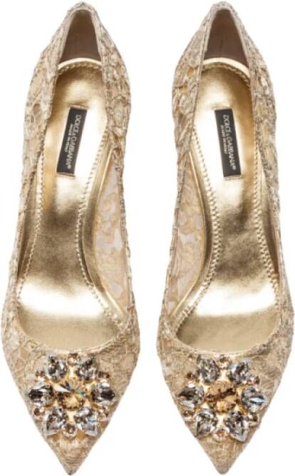 Dolce & Gabbana Gouden Bellucci Kant Lurex Pumps met Kristallen Yellow Dames