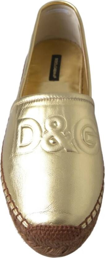 Dolce & Gabbana Gouden Elegante Leren Espadrilles Beige Dames