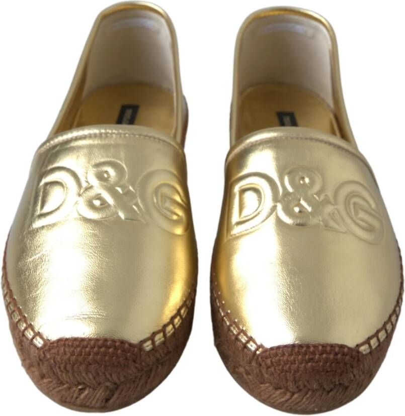 Dolce & Gabbana Gouden Elegante Leren Espadrilles Beige Dames