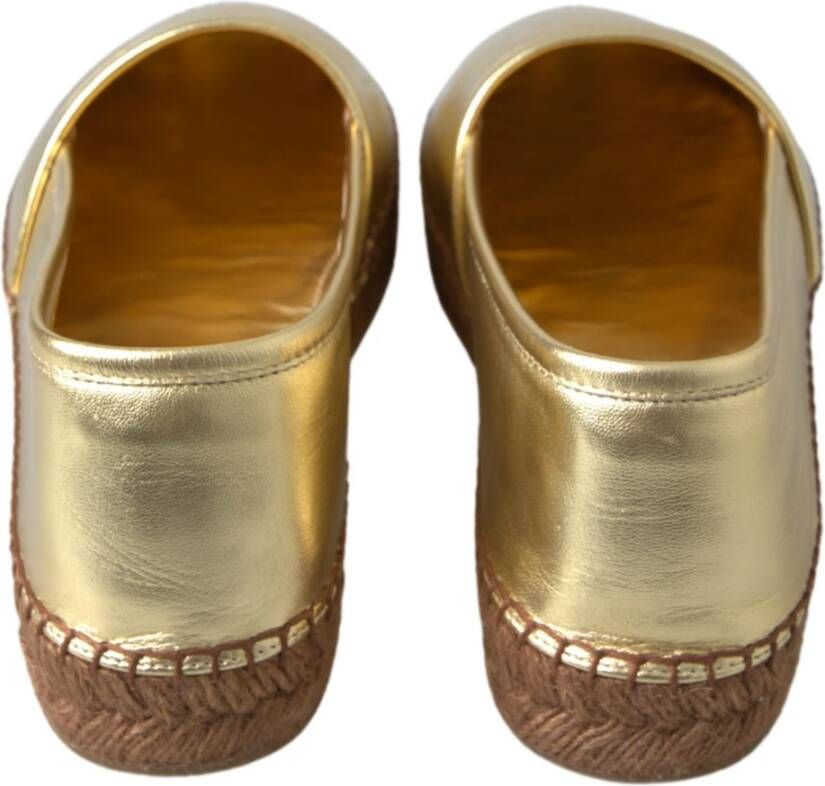 Dolce & Gabbana Gouden Elegante Leren Espadrilles Beige Dames